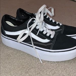 Vans Old Skool Black and White Platform Sneakers